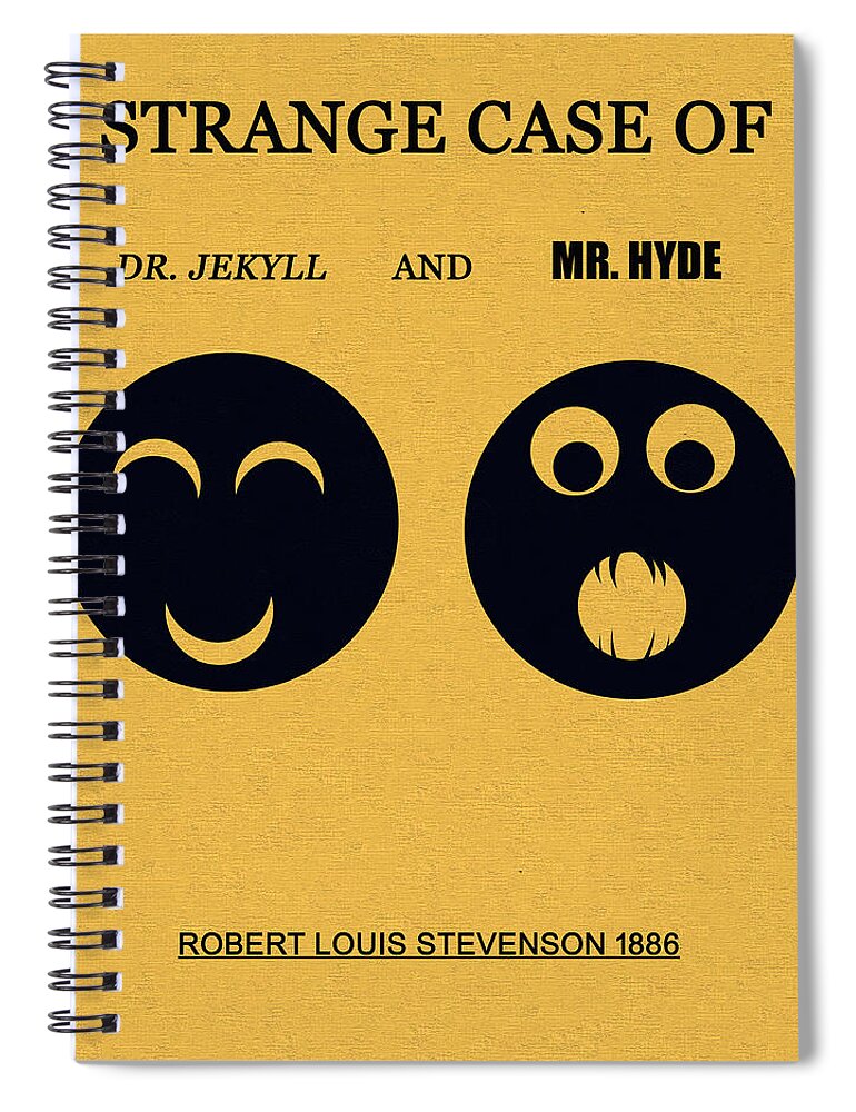 Strange Case Of Dr. Jekyll And Mr. Hyde Spiral Notebook featuring the digital art Strange case of Dr. Jekyll and Mr. Hyde minimalism book cover art by David Lee Thompson