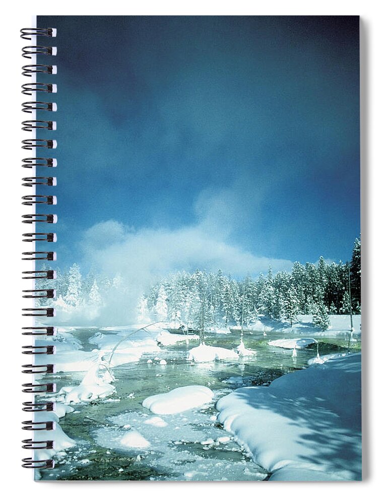Scenics Spiral Notebook featuring the photograph Stream Passing Through A Snow Covered by Medioimages/photodisc