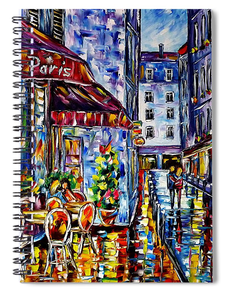 Parisian Cafe Spiral Notebook featuring the painting Street Cafe In Paris I by Mirek Kuzniar