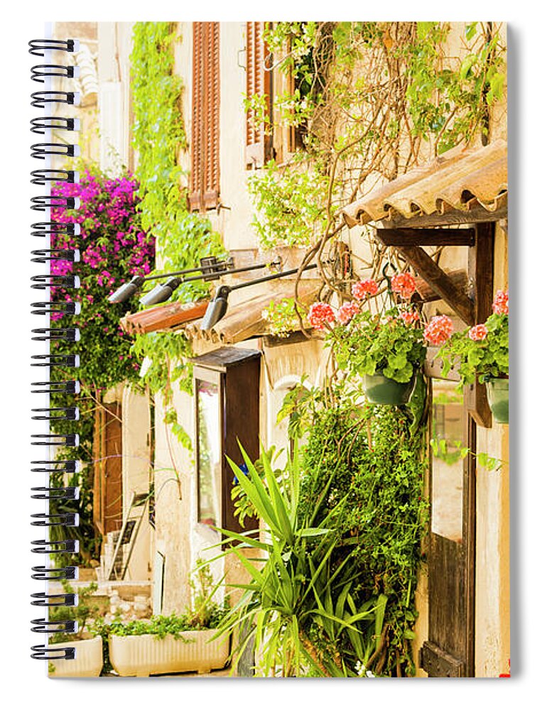 Empty Spiral Notebook featuring the photograph Street Of Provencal Town Full Of by Spooh