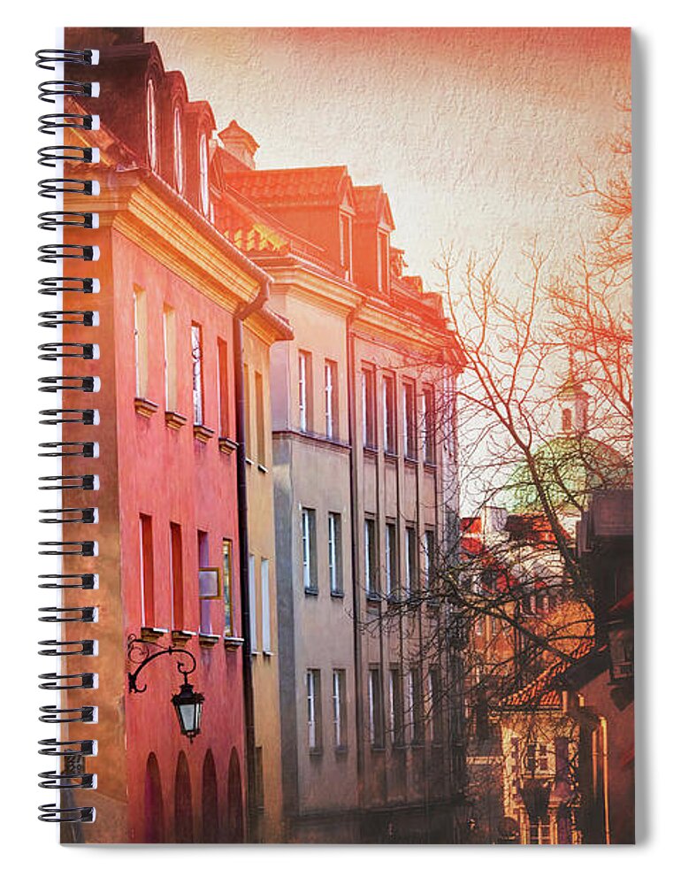 Warsaw Spiral Notebook featuring the photograph Streets of Warsaw Poland by Carol Japp