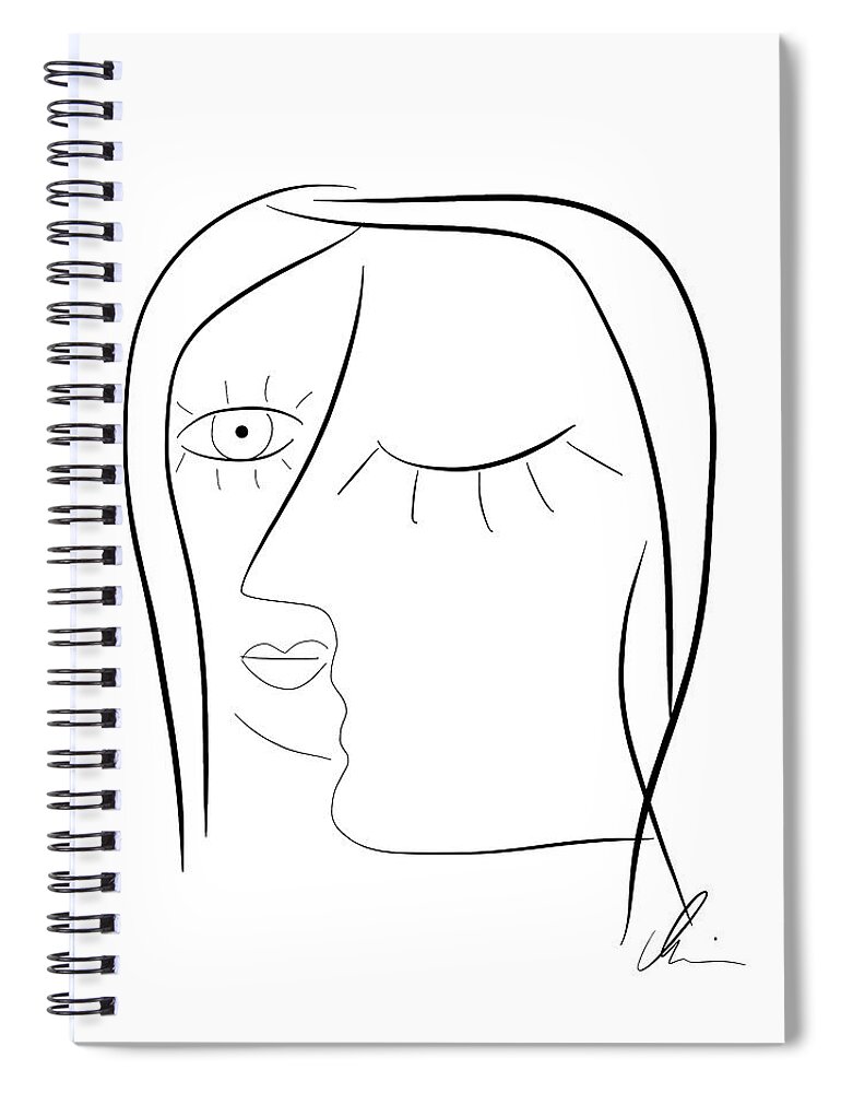 Subconscious Spiral Notebook featuring the drawing Subconscious - digitally signed line drawing by Marianna Mills