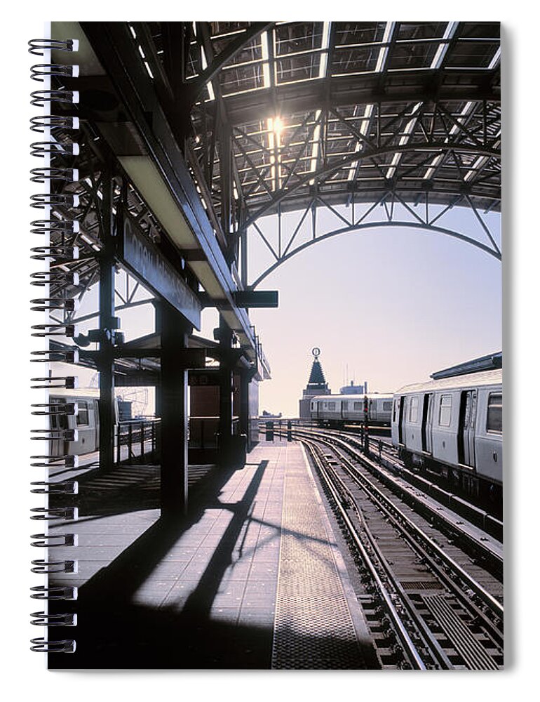Subway Platform Spiral Notebook featuring the photograph Subway Carriages Waiting For Departure by Eschcollection