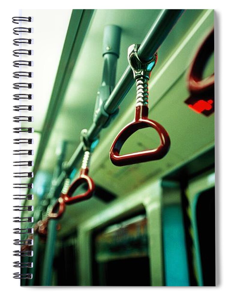 Empty Spiral Notebook featuring the photograph Subway Handrails by Jimmy Tsang