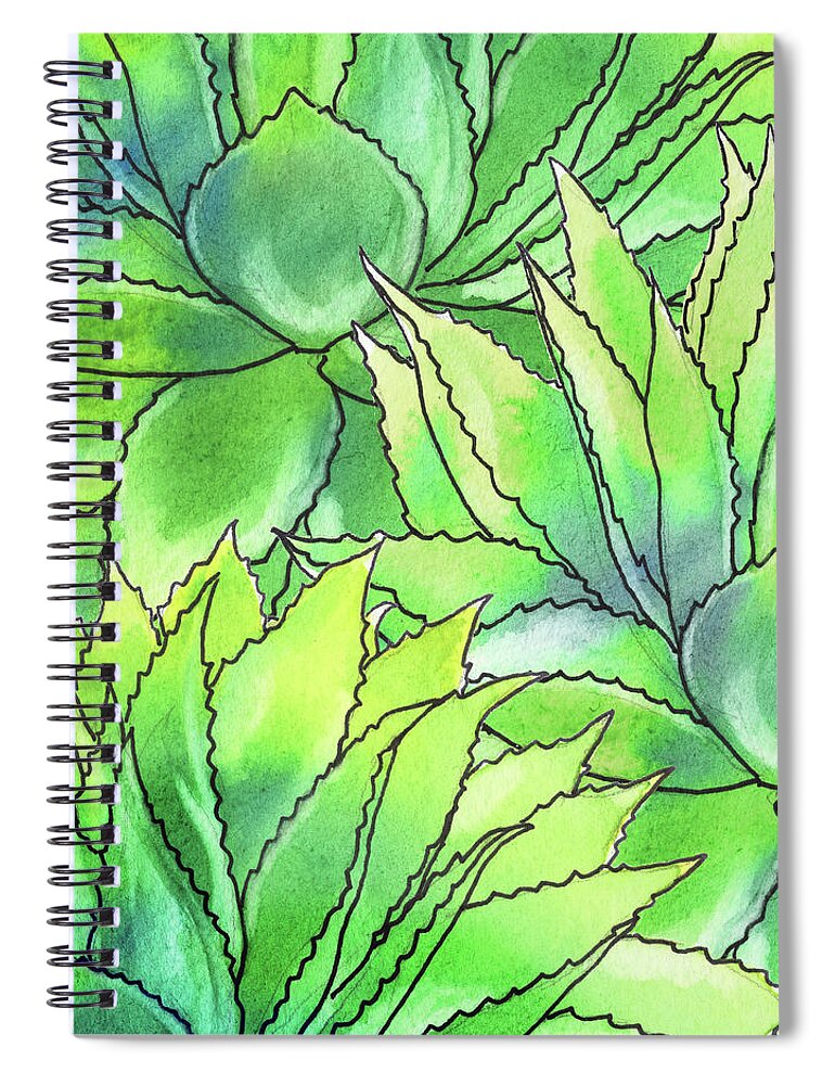 Succulent Spiral Notebook featuring the painting Succulent Garden Watercolor Composition I by Irina Sztukowski