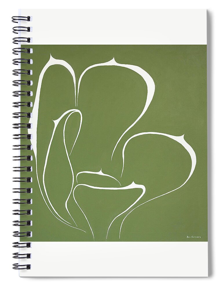 Abstract Succulent Spiral Notebook featuring the painting Succulent In Green by Ben and Raisa Gertsberg
