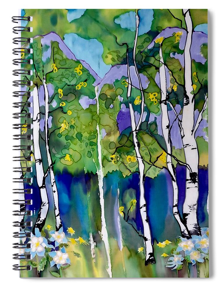 Summer Spiral Notebook featuring the painting Summer Aspen by Mary Gorman