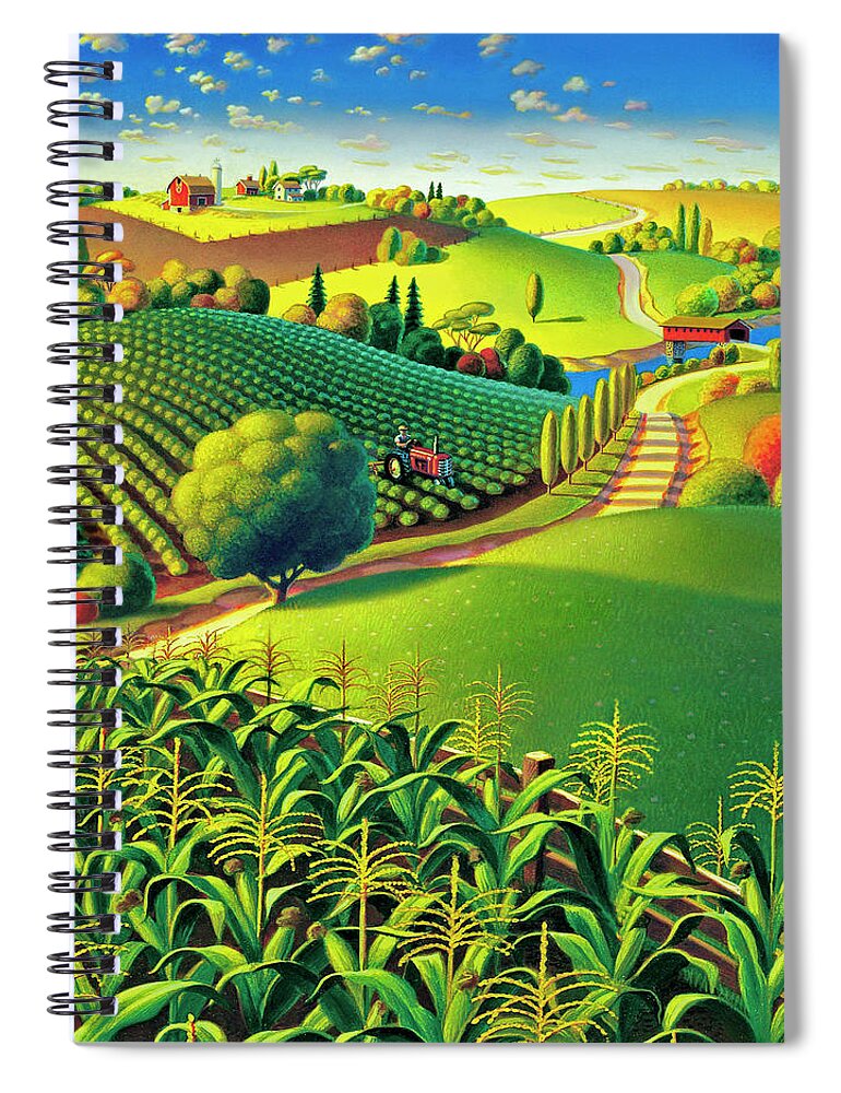Farm Scene Spiral Notebook featuring the painting Summer Fields by Robin Moline