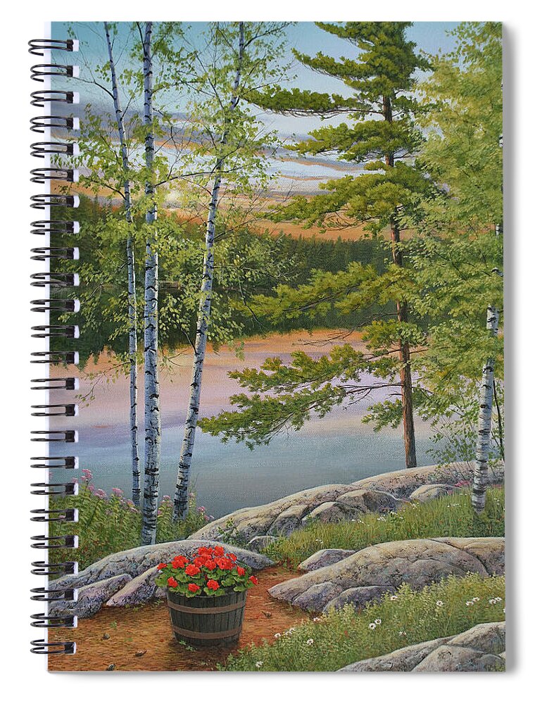 Summer Spiral Notebook featuring the painting Summer Retreat by Jake Vandenbrink