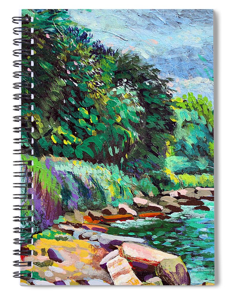 Tranquility Spiral Notebook featuring the digital art Summer Shore Of Hudson River, New York by Charles Harker