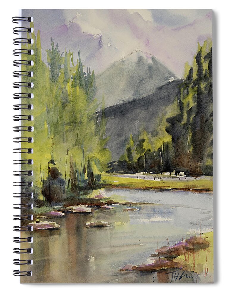 Watercolor Spiral Notebook featuring the painting Summer view Whiteface Mountain by Judith Levins