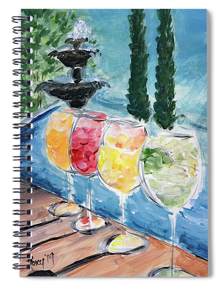 Wine Spiral Notebook featuring the painting Summer Wine by Roxy Rich