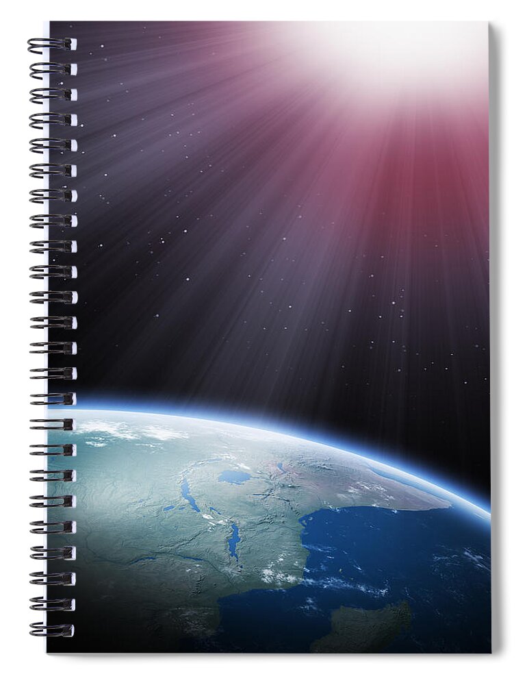 Shadow Spiral Notebook featuring the photograph Sun And Earth In Space by Loops7