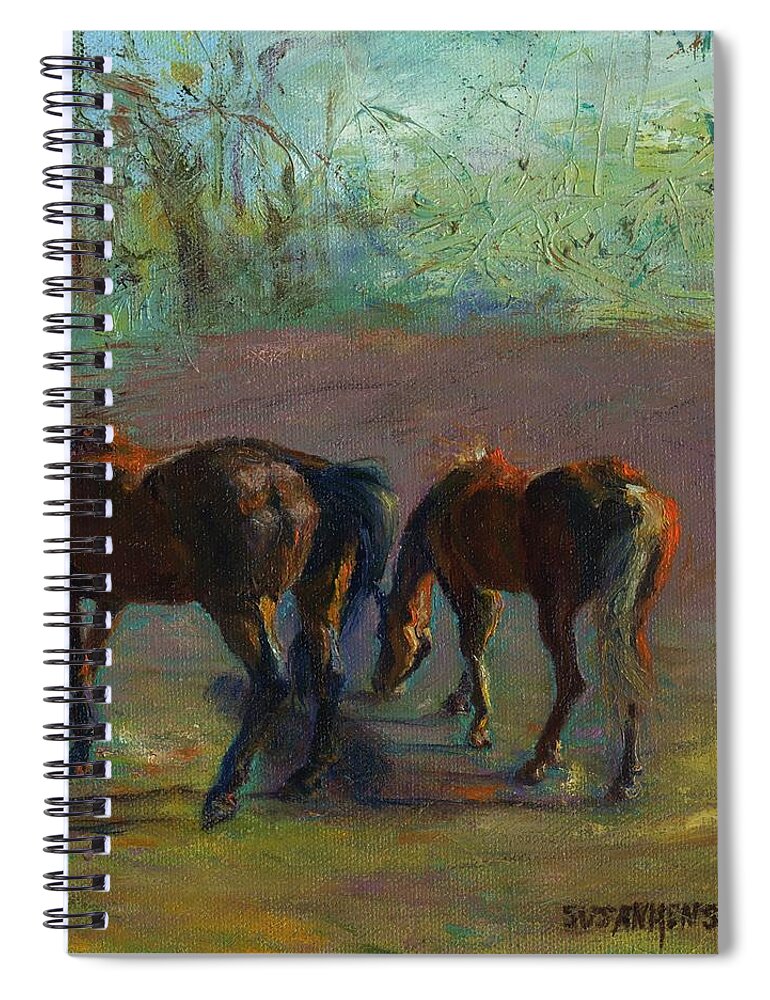 Horses Spiral Notebook featuring the painting Sun Dappled Bottoms by Susan Hensel