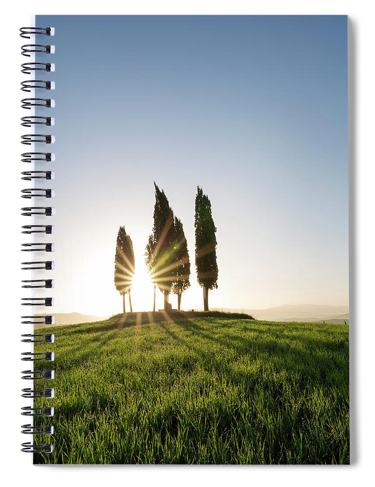 April Spiral Notebook featuring the photograph Sun of Val d'Orcia by Francesco Riccardo Iacomino