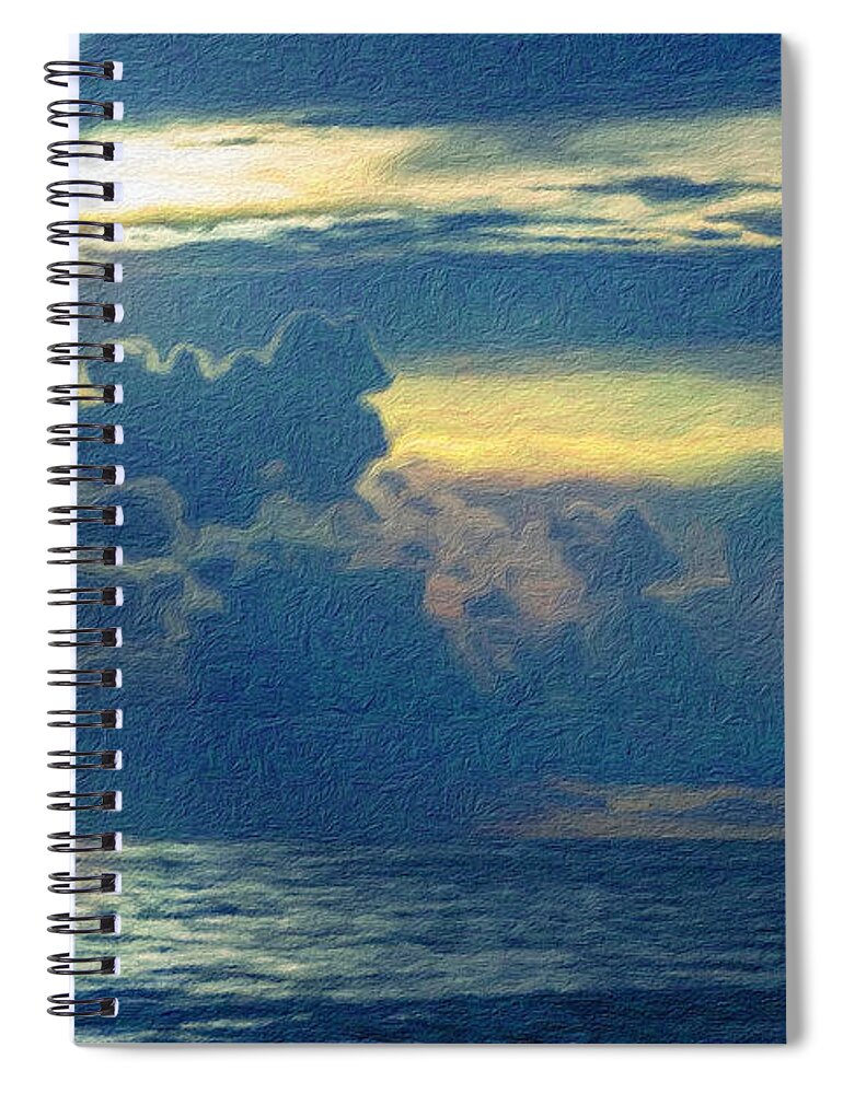 Ocean Spiral Notebook featuring the photograph Sun Rises on the Ocean by Diane Lindon Coy