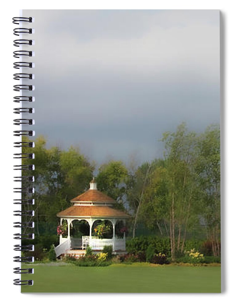 Gazebo Spiral Notebook featuring the photograph Sun Shines at the Gazebo by Diane Lindon Coy