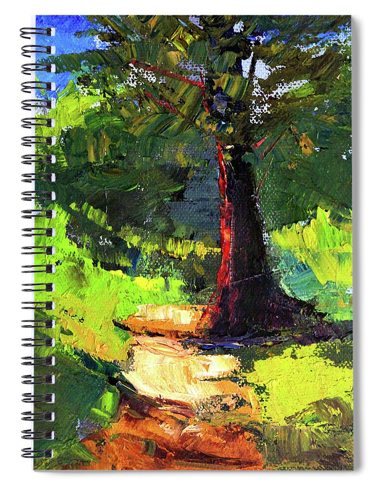 Summer Trail Spiral Notebook featuring the painting Sunny Summer Trail by Nancy Merkle