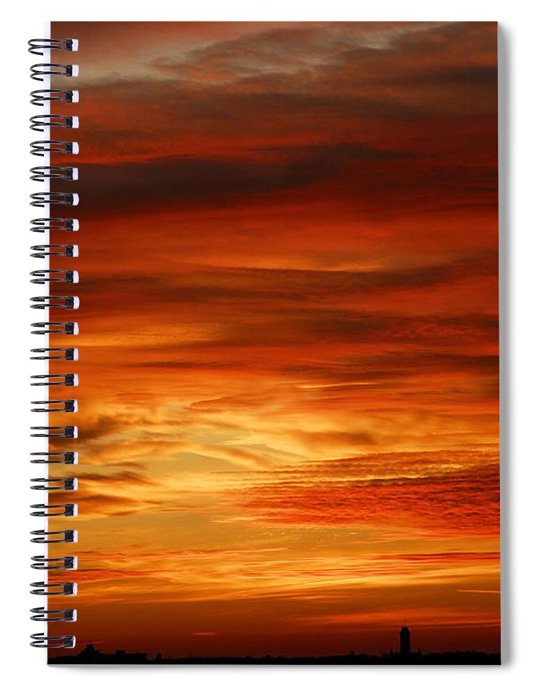 Orange Color Spiral Notebook featuring the photograph Sunrise Clouds by Rouzes