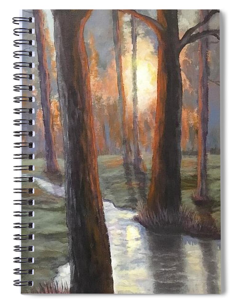 Acrylic Spiral Notebook featuring the painting Sunrise Creek by Dan Wagner