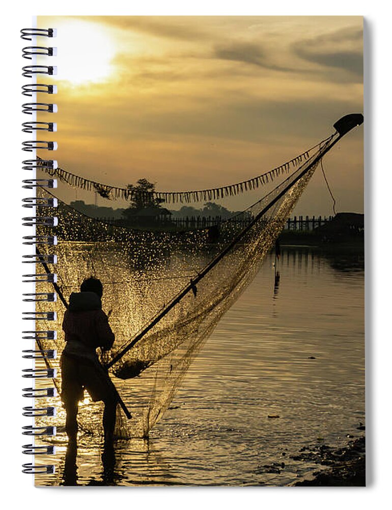 Net Spiral Notebook featuring the photograph Sunrise Fishing by Ann Moore
