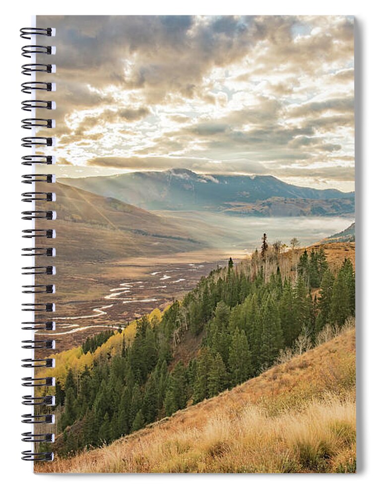 Mist Spiral Notebook featuring the photograph Sunrise Mist over Meandering River by Melissa Lipton