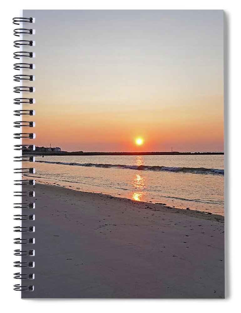 Marshfield Spiral Notebook featuring the photograph Sunrise on Green Harbor Beach Marshfield MA Golden Sky by Toby McGuire