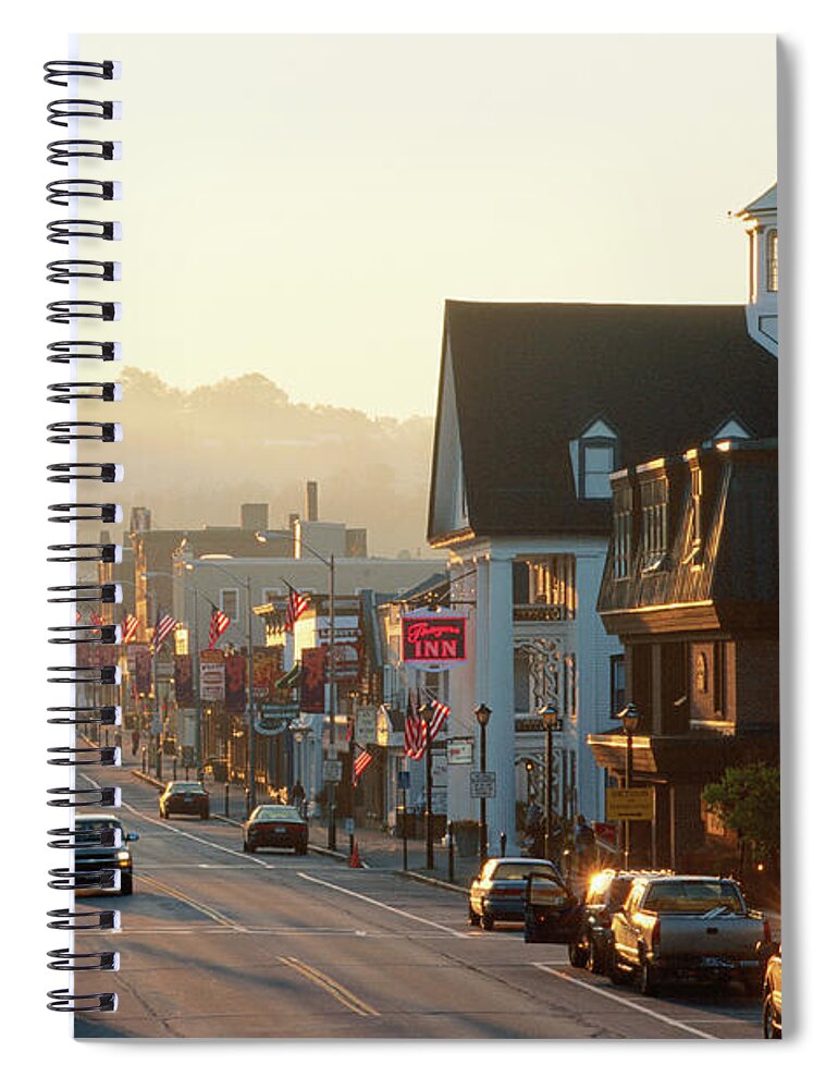 Shadow Spiral Notebook featuring the photograph Sunrise On Main Street, Littleon, New by John Elk Iii
