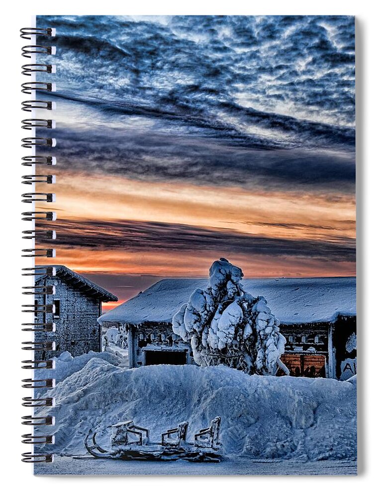 Sunrise Spiral Notebook featuring the photograph Sunrise on Sleigh in Finland by Roberta Kayne
