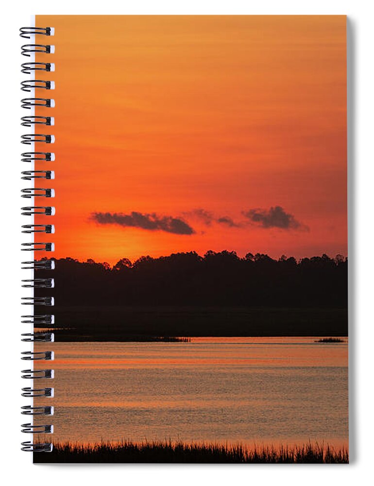 Murrells Inlet Spiral Notebook featuring the photograph Sunrise Over Drunken Jack Island by D K Wall