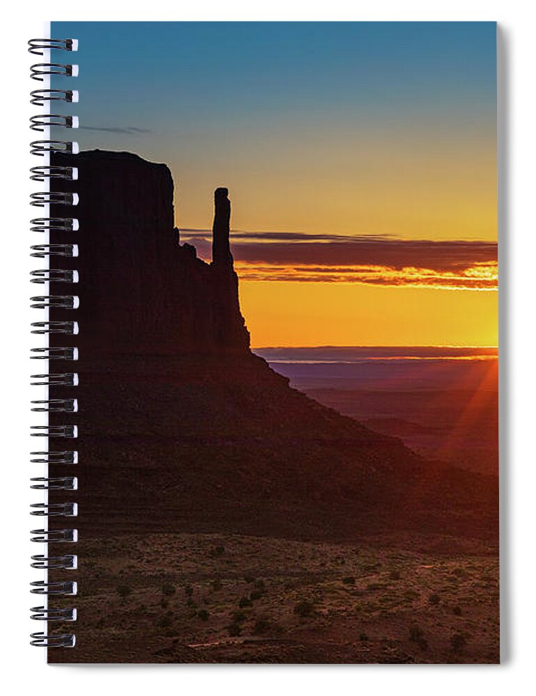 Sunrise Spiral Notebook featuring the photograph Sunrise Over Monument Valley by Mimi Ditchie