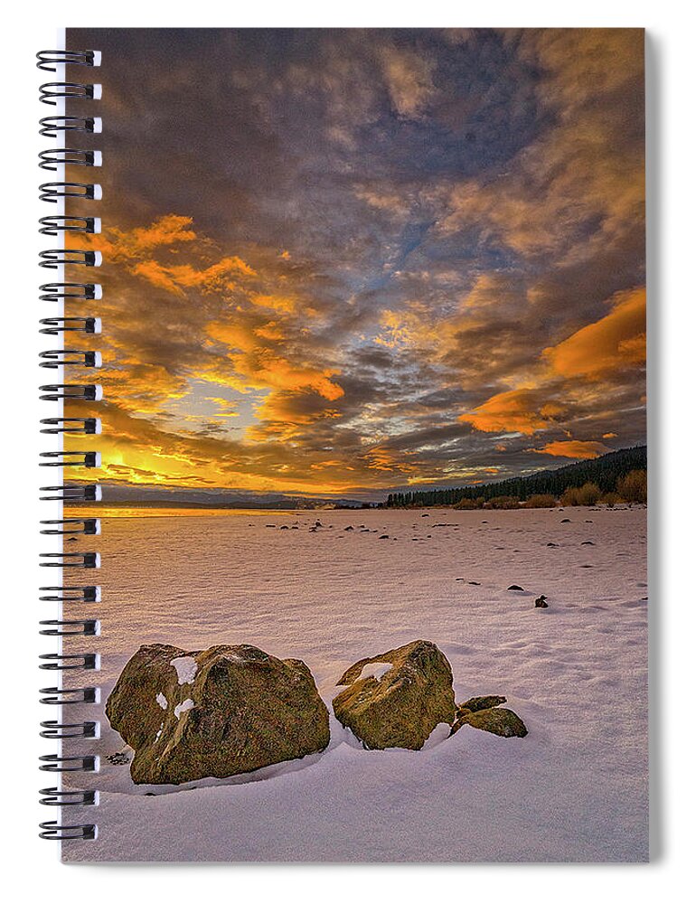 Snow Spiral Notebook featuring the photograph Sunrise Rocks by Tom Gresham