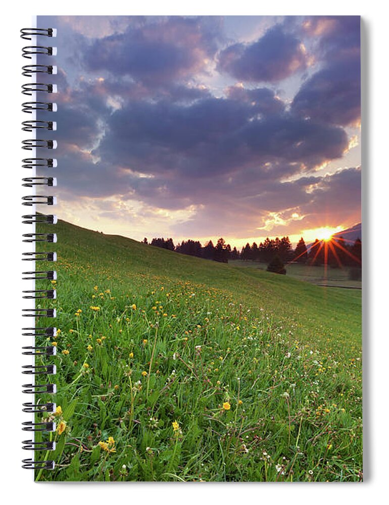 Scenics Spiral Notebook featuring the photograph Sunrise With Colorful Sky In The by Wingmar