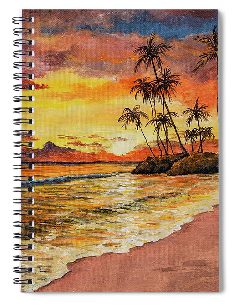 Sunset Spiral Notebook featuring the painting Sunset And Palms by Darice Machel McGuire