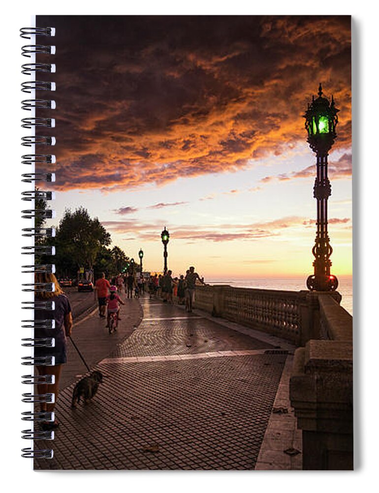 Sunset Spiral Notebook featuring the photograph Sunset at Alameda Apodaca Promenade Cadiz Spain by Pablo Avanzini