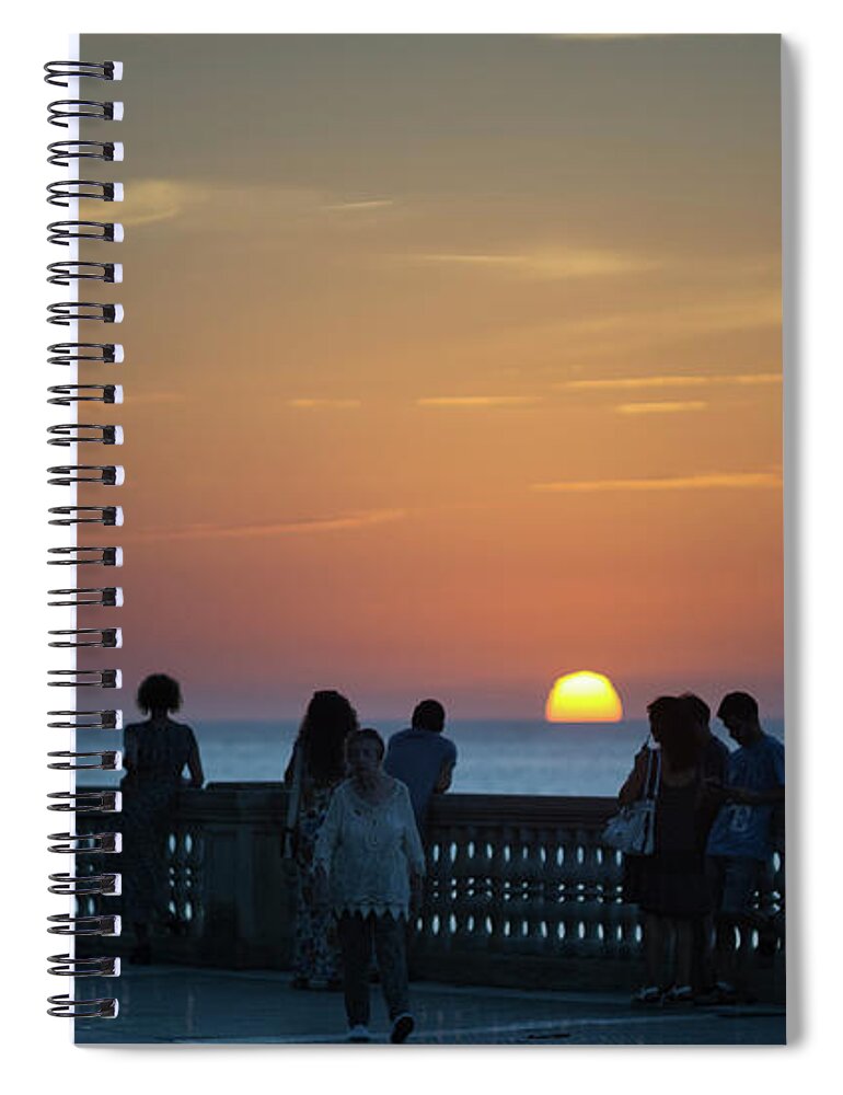 Romantic Spiral Notebook featuring the photograph Sunset at Alameda Promenade Cadiz Spain by Pablo Avanzini