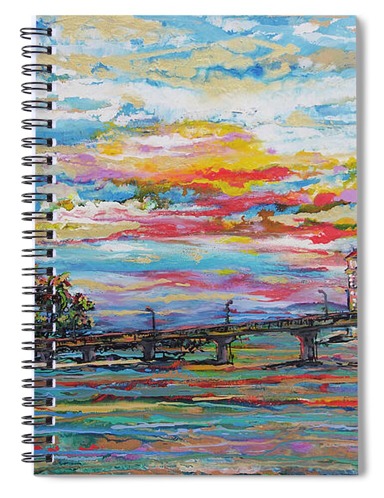 San Key Beach Spiral Notebook featuring the painting Sunset at Sand Key by Jyotika Shroff