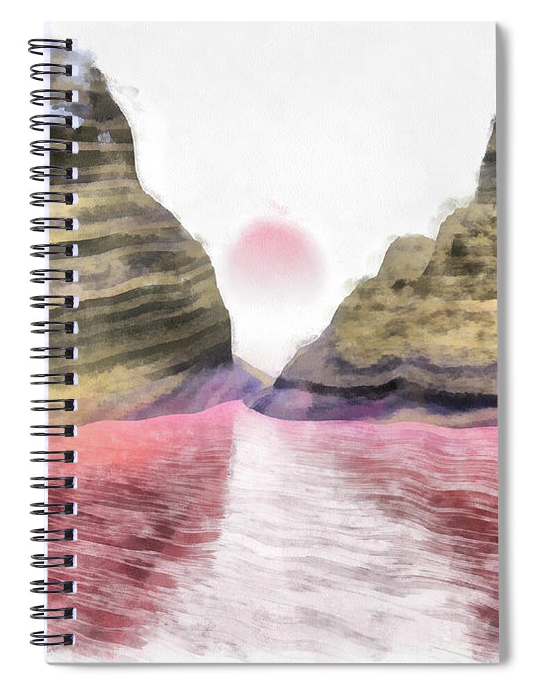 Sunset Spiral Notebook featuring the digital art Sunset by Bernie Sirelson