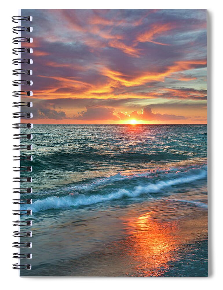 00546381 Spiral Notebook featuring the photograph Sunset, Gulf Islands National Seashore, Florida by Tim Fitzharris