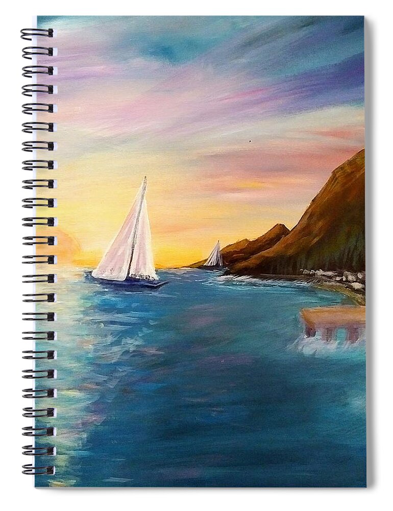 Sunset Spiral Notebook featuring the painting Sunset in Montenegro by Lynne McQueen