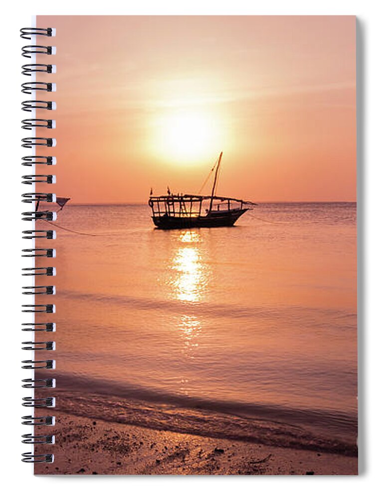 Sunset Spiral Notebook featuring the photograph Sunset in Zanzibar by Lyl Dil Creations