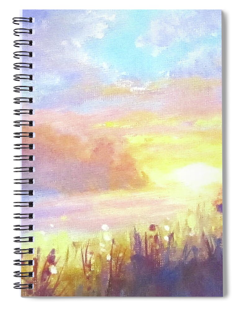 Sunset Spiral Notebook featuring the painting Sunset by Karen Ilari