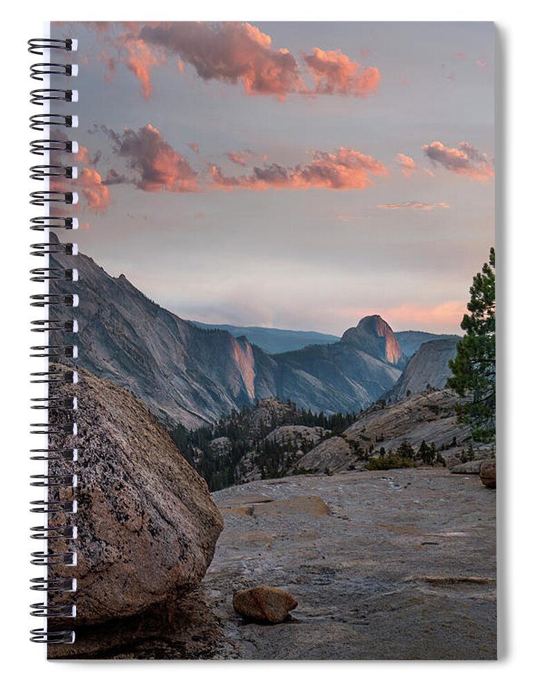 00574865 Spiral Notebook featuring the photograph Sunset On Half Dome From Olmsted Pt by Tim Fitzharris