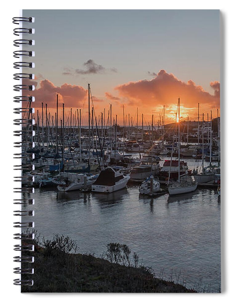 Sunset Spiral Notebook featuring the photograph Sunset on Moss Landing Harbor by Bill Roberts