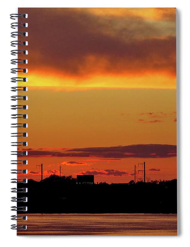 Sunsets Spiral Notebook featuring the photograph Sunset on the Delaware No. Three by Linda Stern