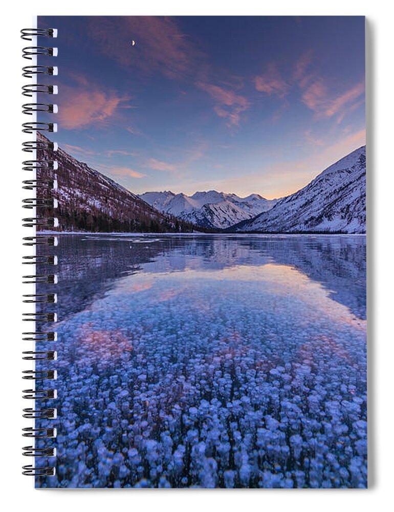 Outdoors Spiral Notebook featuring the photograph Sunset On The Frozen Lake by Anton Petrus