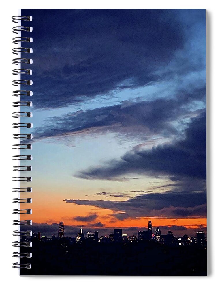 Daniel Spiral Notebook featuring the painting Sunset over Austin by Daniel Nelson
