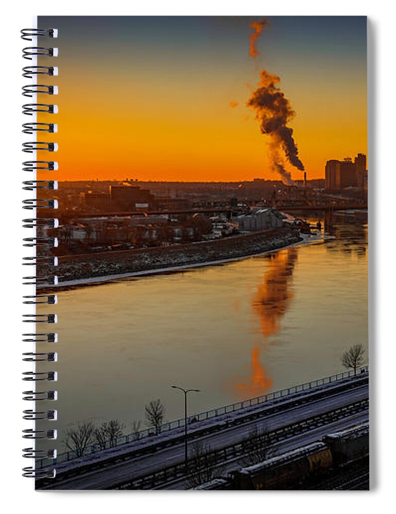 Sunset Spiral Notebook featuring the photograph Sunset over Downtown Saint Paul and the Mississippi River by Kevin Argue