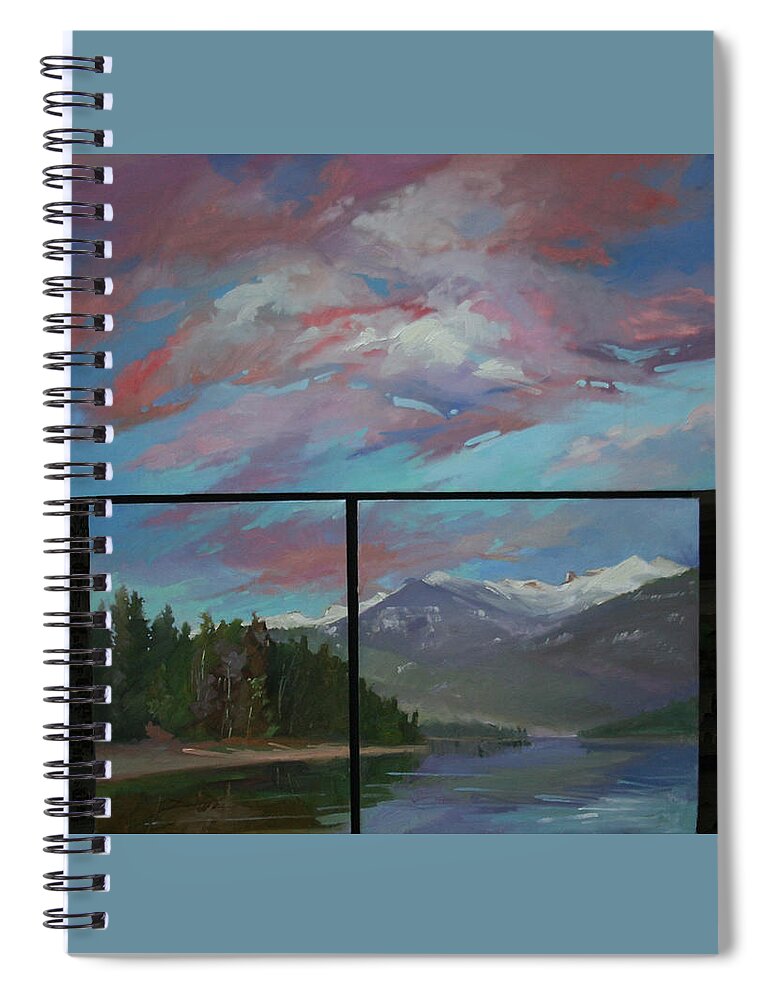 Murals Spiral Notebook featuring the painting Sunset Over Priest Lake, ID by Elizabeth - Betty Jean Billups