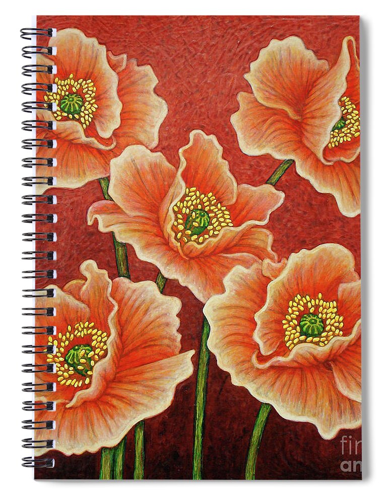 Poppy Spiral Notebook featuring the painting Sunset Quintet by Amy E Fraser